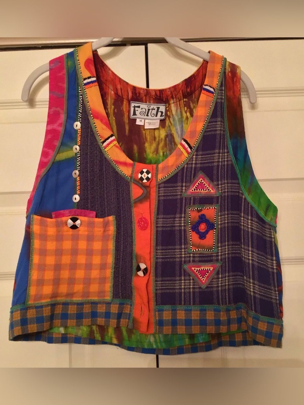 Vintage Faith Multicolor Boho Patchwork Vest